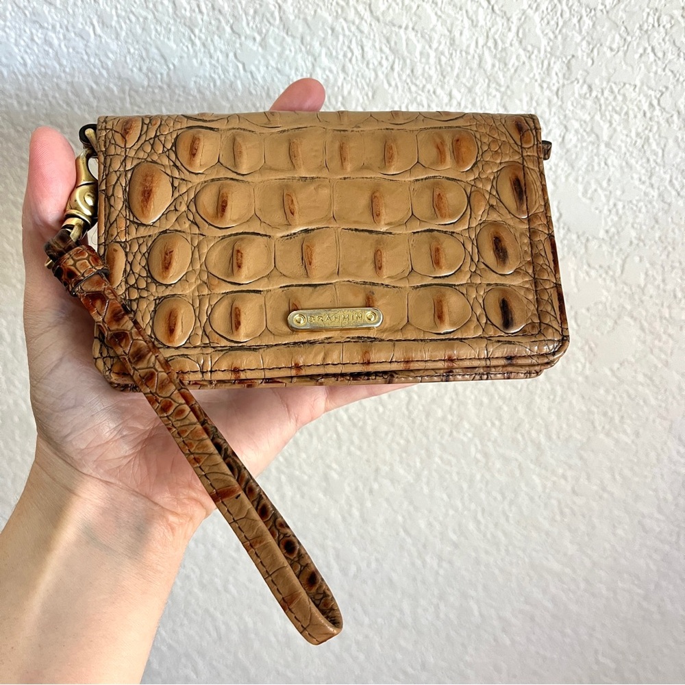 Brahmin Croc-Embossed Leather Wristlet Wallet
